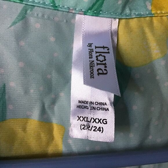 Flora Pajama Set Size XXL Citrus Blue Lemon Floral Shorts Pockets NWT - Picture 5 of 13